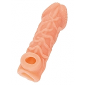 Телесная закрытая насадка с венками Cock Sleeve Size L - 17,6 см. - KOKOS - в Химках купить с доставкой