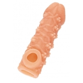Телесная закрытая насадка с пучками шишечек Cock Sleeve Size M - 15,6 см. - KOKOS - в Химках купить с доставкой