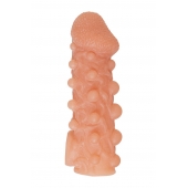 Телесная закрытая насадка с шариками Cock Sleeve Size M - 15,6 см. - KOKOS - в Химках купить с доставкой
