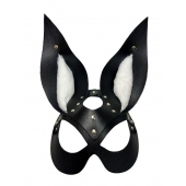 Черная маска зайки с белым мехом на ушках Miss Bunny - БДСМ Арсенал - купить с доставкой в Химках