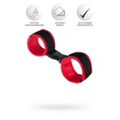 Красно-черные велюровые наручники Anonymo - ToyFa - купить с доставкой в Химках