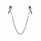 Зажимы для сосков с фиолетовой цепочкой Sweet Caress Nipple Chain - Sweet Caress - купить с доставкой в Химках