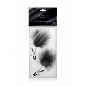 Зажимы на соски с черными пуховыми кисточками Sweet Caress Feather Nipple Clumps - Sweet Caress - купить с доставкой в Химках