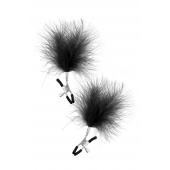 Зажимы на соски с черными пуховыми кисточками Sweet Caress Feather Nipple Clumps - Sweet Caress - купить с доставкой в Химках