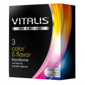 Цветные ароматизированные презервативы VITALIS PREMIUM color   flavor - 3 шт. - Vitalis - купить с доставкой в Химках