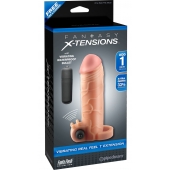 Телесная вибронасадка с кольцом  Vibrating Real Feel 1 Extension - 14 см. - Pipedream - в Химках купить с доставкой