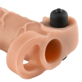 Телесная вибронасадка с кольцом Vibrating Real Feel 2 Extension - 16 см. - Pipedream - в Химках купить с доставкой
