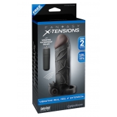 Чёрная вибронасадка с кольцом Vibrating Real Feel 2 Extension - 16 см. - Pipedream - в Химках купить с доставкой