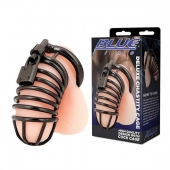 Черная металлическая клетка с замком Deluxe Chastity Cage - BlueLine - купить с доставкой в Химках