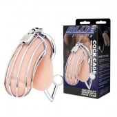 Серебристая металлическая клетка с анальным стимулятором Cock Cage - BlueLine - купить с доставкой в Химках