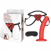 Красный поясной фаллоимитатор Red Heart Strap on Harness   5in Dildo Set - 12,25 см. - Lux Fetish - купить с доставкой в Химках