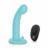 Голубая изогнутая насадка 6in Remote Control Ripple P-Spot G-Spot на черных трусиках - 16 см. - Pegasus - купить с доставкой в Химках