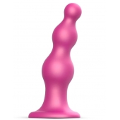Розовая насадка Strap-On-Me Dildo Plug Beads size S - Strap-on-me - купить с доставкой в Химках