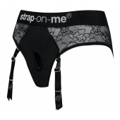 Черные трусики для насадок Diva Lingerie Harness - size S - Strap-on-me - купить с доставкой в Химках