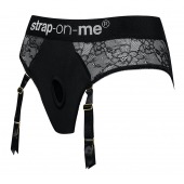 Черные трусики для насадок Diva Lingerie Harness - size M - Strap-on-me - купить с доставкой в Химках