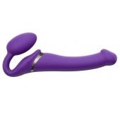 Фиолетовый безремневой вибрострапон Silicone Bendable Strap-On - size M - Strap-on-me - купить с доставкой в Химках