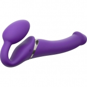 Фиолетовый безремневой вибрострапон Vibrating Bendable Strap-On - size L - Strap-on-me - купить с доставкой в Химках