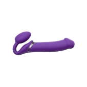 Фиолетовый безремневой вибрострапон Silicone Bendable Strap-On - size XL - Strap-on-me - купить с доставкой в Химках