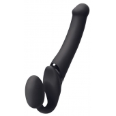 Черный безремневой вибрострапон Silicone Bendable Strap-On - size XL - Strap-on-me - купить с доставкой в Химках