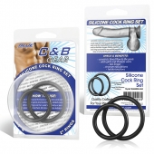 Набор из двух черных силиконовых колец разного диаметра SILICONE COCK RING SET - BlueLine - в Химках купить с доставкой