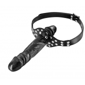 Черный кляп-фаллоимитатор Double Penis Gag - Fetish Tentation - купить с доставкой в Химках