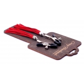 Металлические зажимы на соски с красными замшевыми кисточками - Crazy Handmade - купить с доставкой в Химках