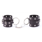 Черные кожаные наручники с люверсами - Crazy Handmade - купить с доставкой в Химках