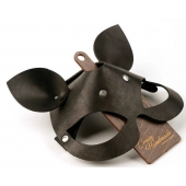 Черная кожаная маска  Кошка  с маленькими ушками - Crazy Handmade - купить с доставкой в Химках