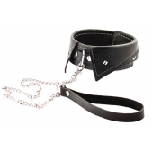 Черный ошейник-воротничок с металлическим поводком - Crazy Handmade - купить с доставкой в Химках