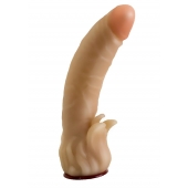 Телесная гелевая насадка-фаллос с клиторальными лепестками - 18,5 см. - LOVETOY (А-Полимер) - купить с доставкой в Химках