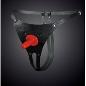 Чёрные кожаные универсальные трусики со штырьком для насадок - Sitabella - купить с доставкой в Химках