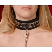 Чёрный ошейник с цепочками и поводком - Sitabella - купить с доставкой в Химках