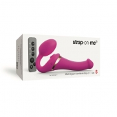 Ярко-розовый безремневой страпон Multi Orgasm Size S с клиторальной стимуляцией - Strap-on-me - купить с доставкой в Химках