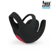Черная вибронасадка на пенис и мошонку Sex Expert - Sex Expert - в Химках купить с доставкой