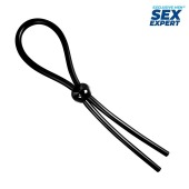 Черное силиконовое лассо с шариком для утяжки - Sex Expert - в Химках купить с доставкой