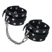 Черные кожаные однослойные оковы с люверсами - Pecado - купить с доставкой в Химках