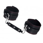 Черные кожаные однослойные оковы с контрастной строчкой - Pecado - купить с доставкой в Химках