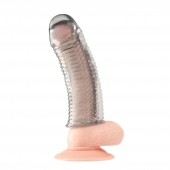 Текстурированная насадка на пенис Clear Textured Penis Enhancing Sleeve Extension - 16,5 см. - BlueLine - в Химках купить с доставкой
