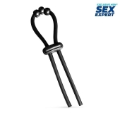 Черное эрекционное кольцо со стимулирующими бусинами - Sex Expert - в Химках купить с доставкой
