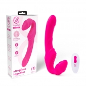 Розовый безремневой страпон на радиоуправлении Strapless Together - 22 см. - Together Toy - купить с доставкой в Химках