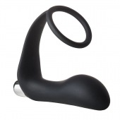 Черное эрекционное кольцо с вибропробкой Vibrating Anal Plug With Cockring - Dream Toys - в Химках купить с доставкой