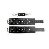 Черные кожаные наручники Sex Game - БДСМ Арсенал - купить с доставкой в Химках