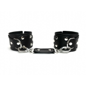 Черные кожаные наручники Sex Game - БДСМ Арсенал - купить с доставкой в Химках
