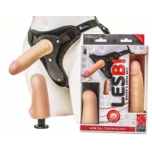 Телесный страпон Harness LESBI с вагинальной пробкой - 16,5 см. - LOVETOY (А-Полимер) - купить с доставкой в Химках