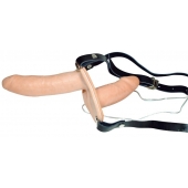Телесный женский страпон с вагинальной пробкой Strap-On Duo - 15 см. - Orion - купить с доставкой в Химках