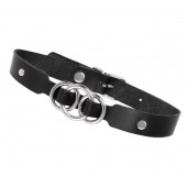 Черный кожаный ошейник со связанными кольцами - Pecado - купить с доставкой в Химках