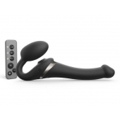 Черный безремневой страпон Multi Orgasm Size S с клиторальной стимуляцией - Strap-on-me - купить с доставкой в Химках