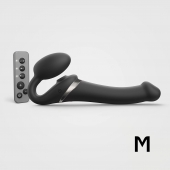 Черный безремневой страпон Multi Orgasm Size M с клиторальной стимуляцией - Strap-on-me - купить с доставкой в Химках