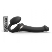 Черный безремневой страпон Multi Orgasm Size M с клиторальной стимуляцией - Strap-on-me - купить с доставкой в Химках