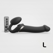 Черный безремневой страпон Multi Orgasm Size L с клиторальной стимуляцией - Strap-on-me - купить с доставкой в Химках